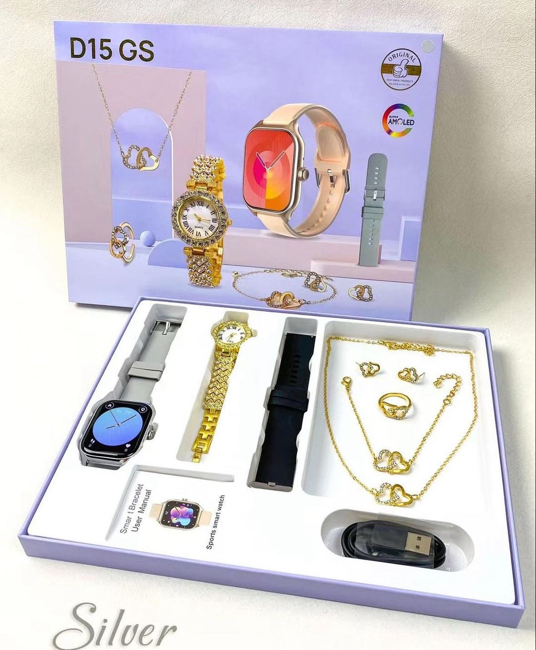 D15 GS Luxury Smartwatch & Jewelry Gift Set