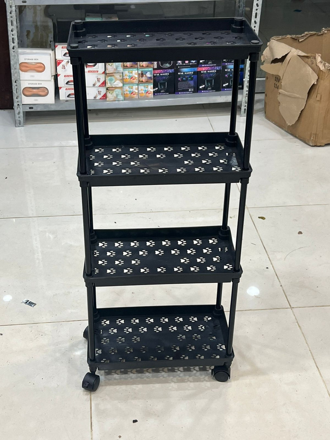 Kitchen Multipurpose Plastic Trolley with 4 Wheels
