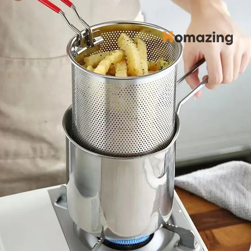 Stainless Steel Deep Frying Pot with Oil Filter