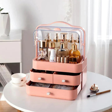 Premium Dustproof Makeup Organizer with Handle & Drawers