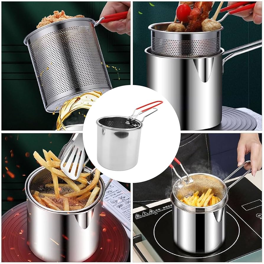 Stainless Steel Deep Frying Pot with Oil Filter