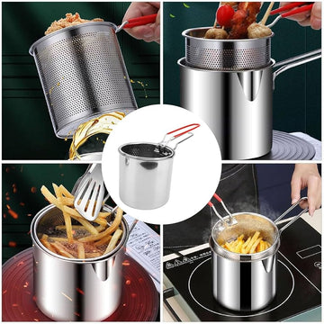 Stainless Steel Deep Frying Pot with Oil Filter